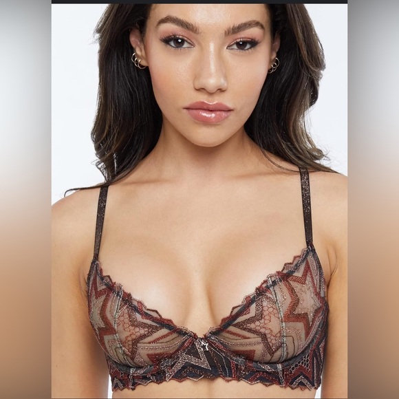 Savage X Fenty Shining Star Embroidered Unlined Demi Bra - Size 32B - Picture 1 of 9